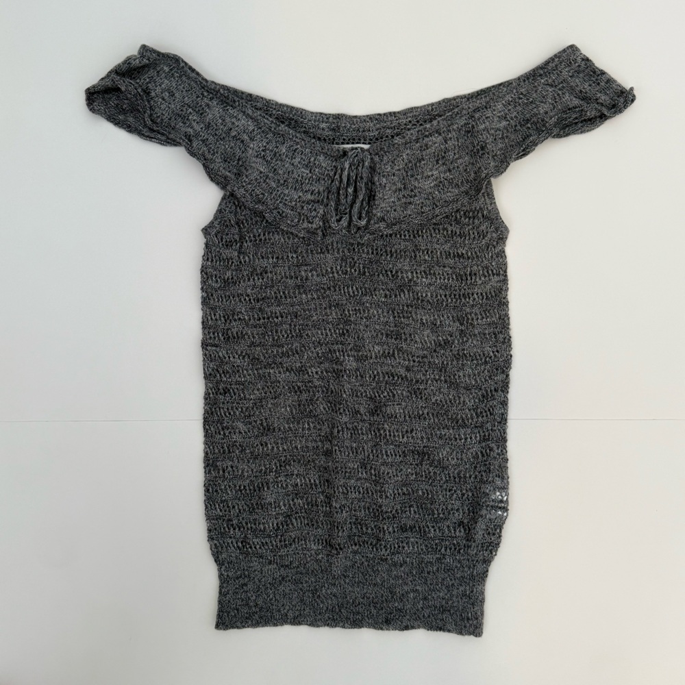 American Eagle Gray Off-the-Shoulder Sweater Top